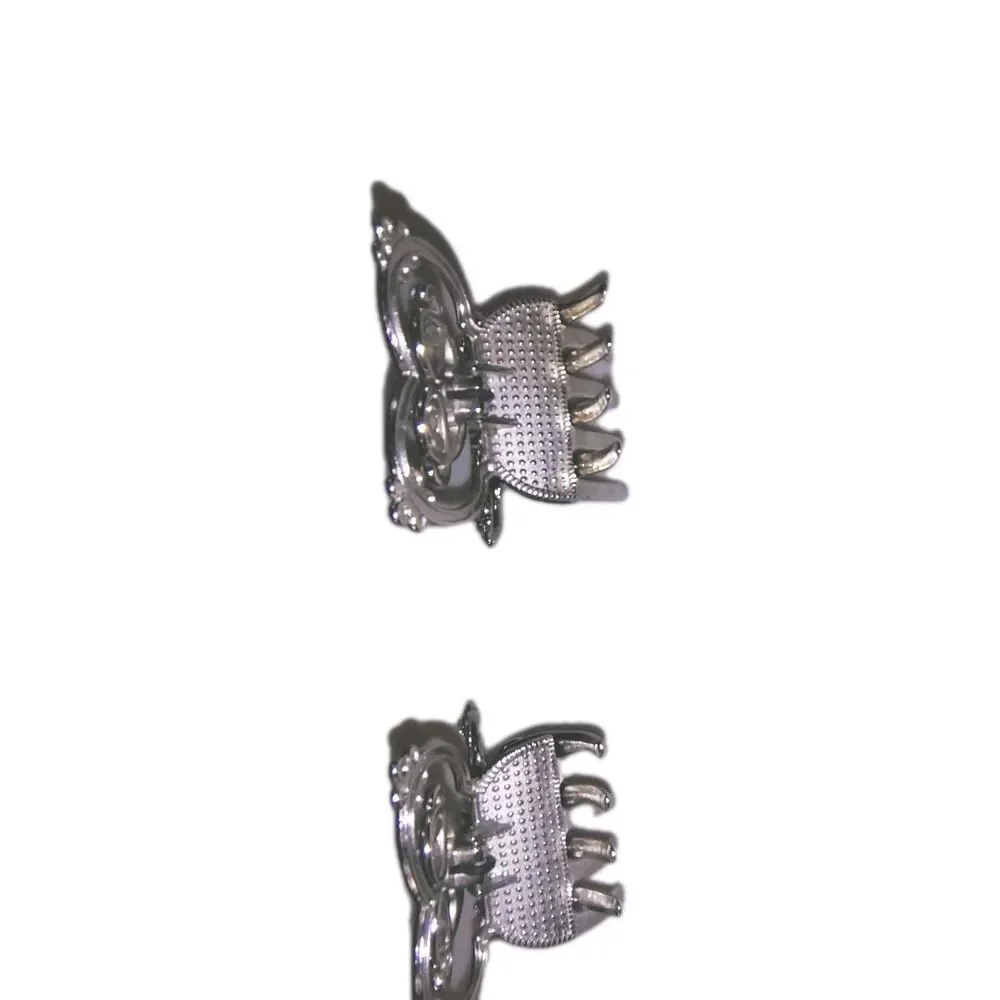 Vintage Silver Butterfly Claw Clip Set Rhinestone Crystal Metal Hair Jaw Clamps